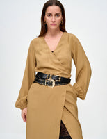 Vestido Vera Transpassado Caqui