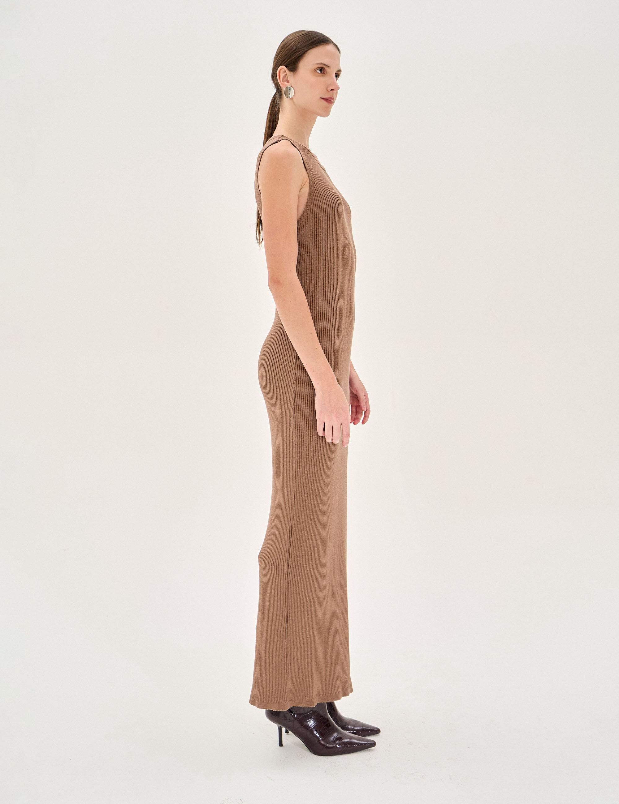 Vestido Cibele Tricot Camelo